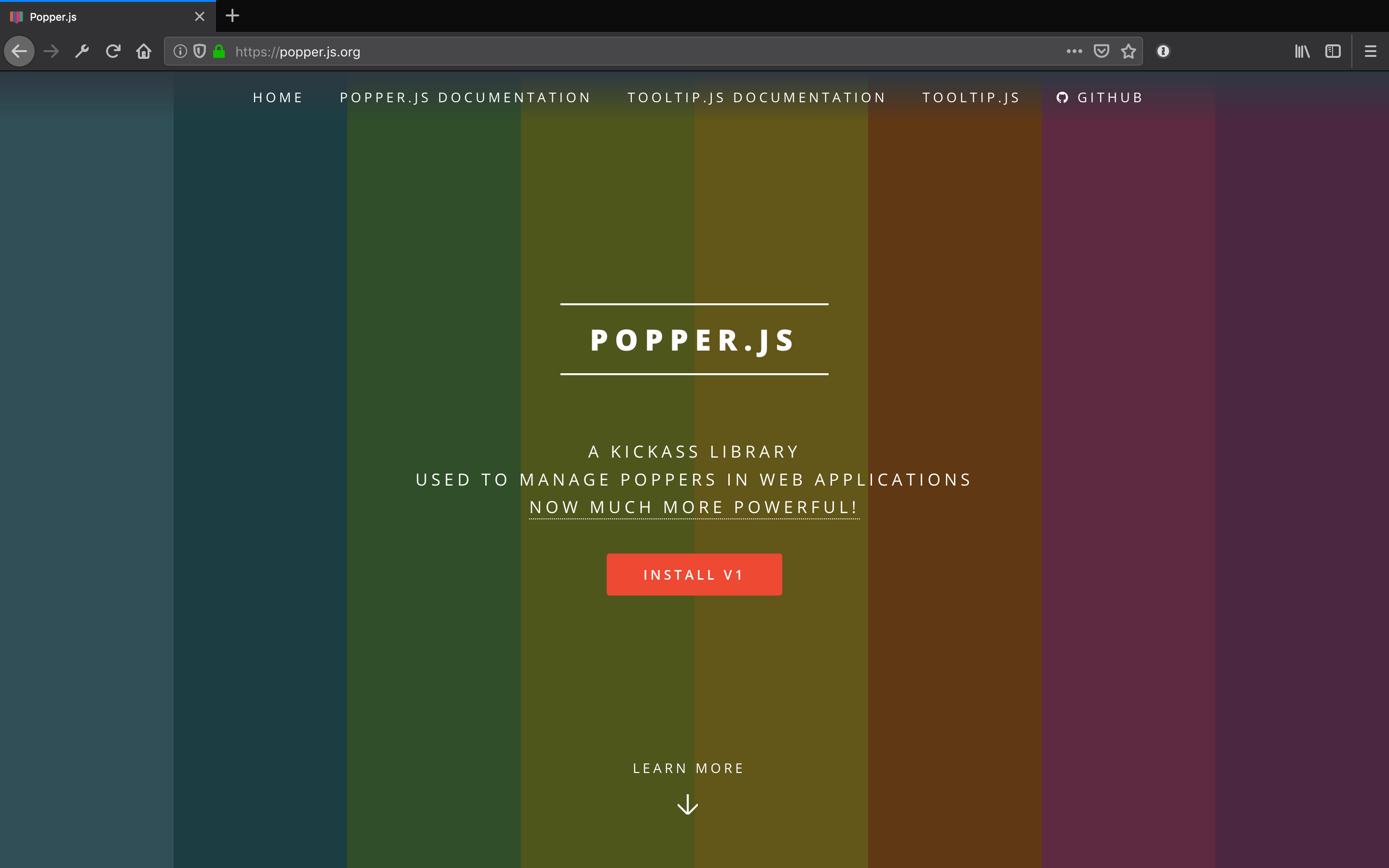 The homepage of popper.js, Popper.js is just ~6KB minified and gzipped, with zero dependencies.